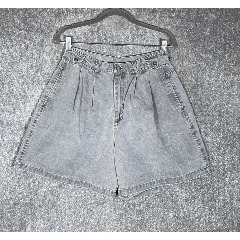 Vintage Altitude Pleated Mom Jean Shorts Womens Juniors Size 11 Gray Denim‎